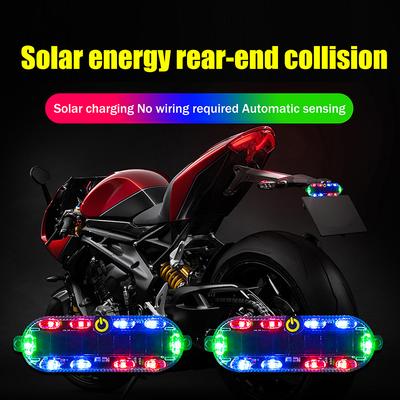 Solar Power Mortorcycle Led Warning Light Car Night Ride Tail Light Anti-Rear Strobe Light For Motorcycle Electric Bicycle