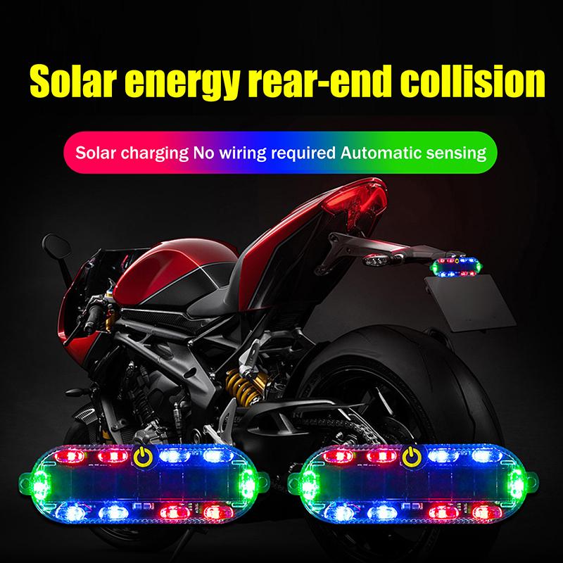 

Solar Power Mortorcycle Led Warning Light Car Night Ride Tail Light Anti-Rear Strobe Light For Motorcycle Electric Bicycle разноцветный