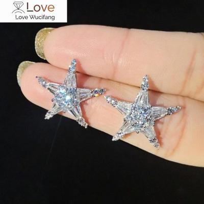 Stilige stjerne øredobber for kvinner Blendende Zirconia Delikat designtilbehør Fasjonable bryllupssmykker for kvinner