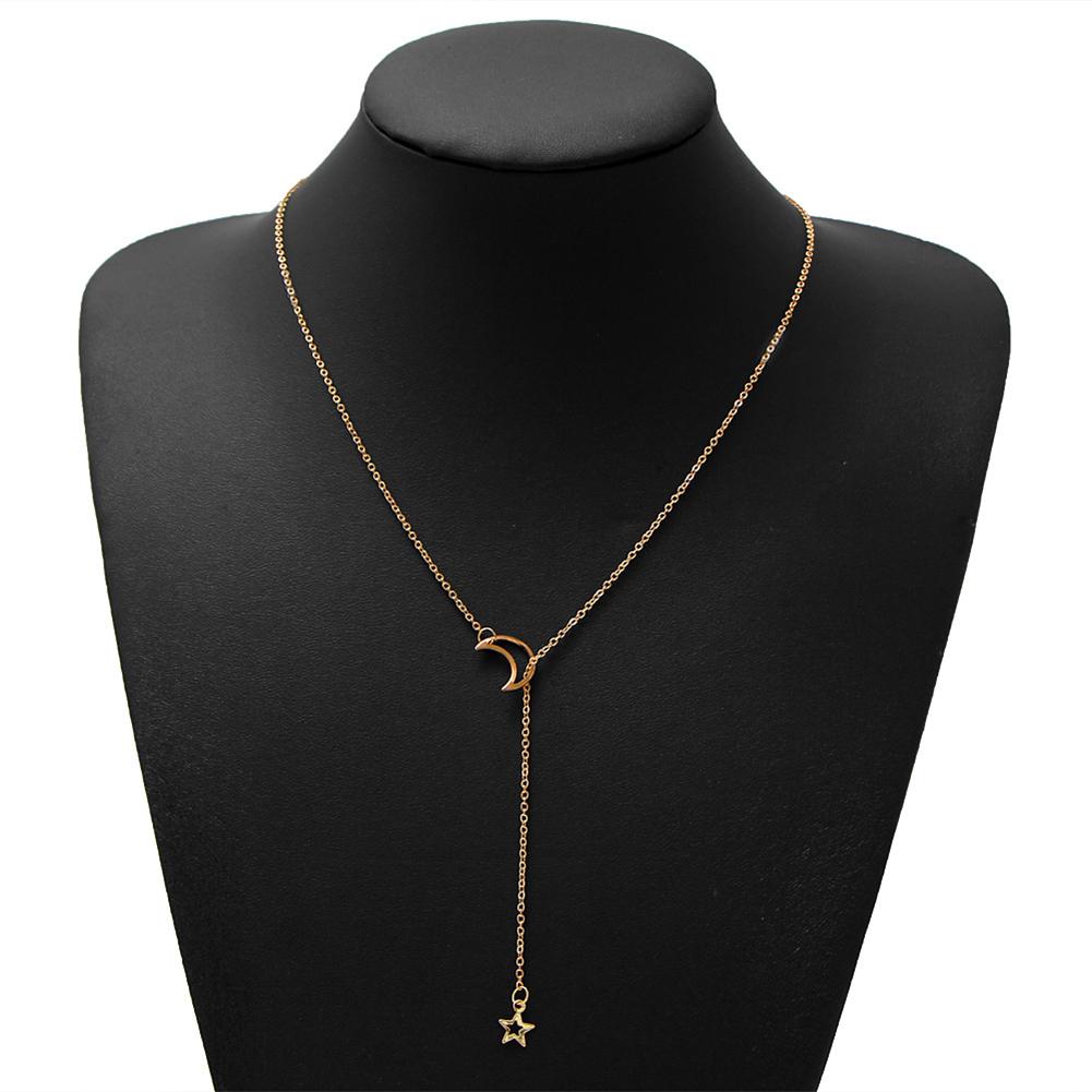 Moon Star Shape Pendant Simple Style Electroplating Necklace