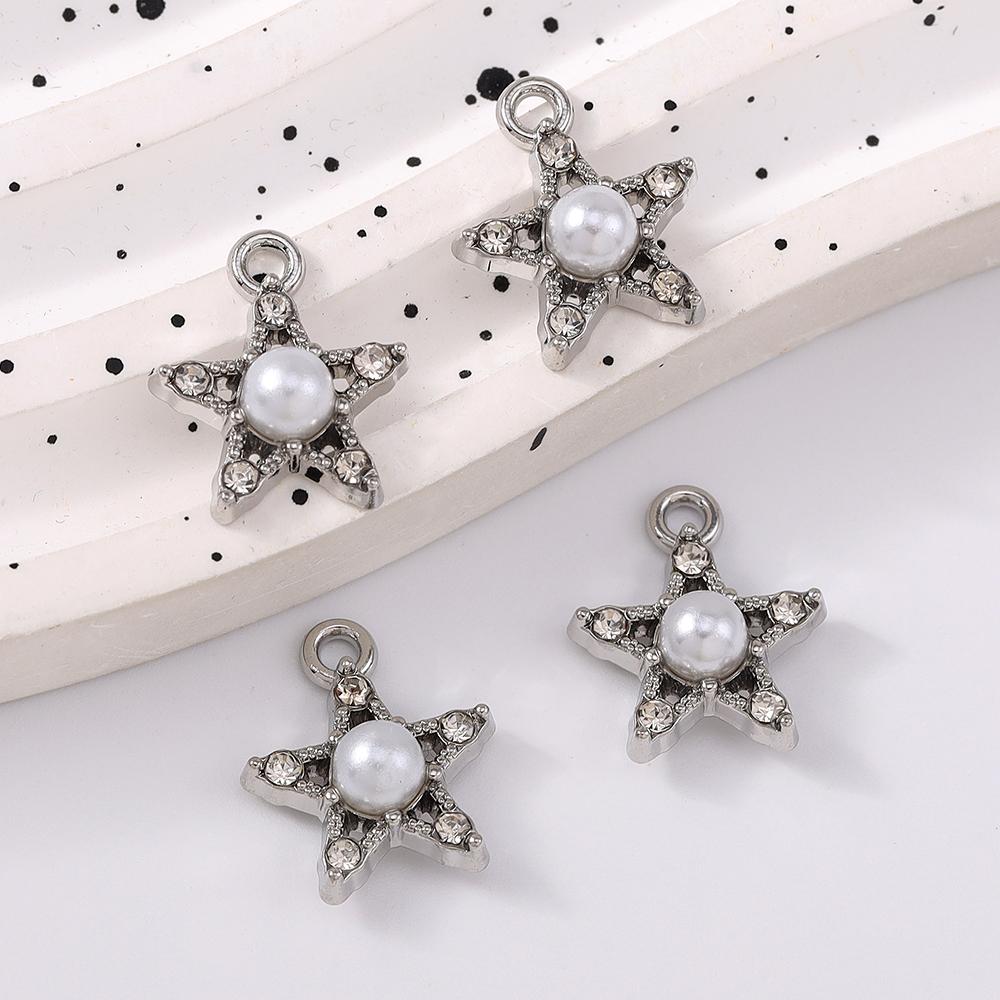 5pcs Delicate Crystal Pearl Star Pendants Charms for Jewelry Making Necklace Earrings DIY Bracelet Accessories