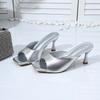 Fashion 2025 New Fashion Summer Women Sandals Square Toe Ladies Heel Mules Sexy High Heels Sandal Slippers Female Designer Woman Shoes