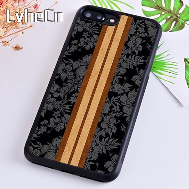 Hawaiian Faux Wood Surfboard Phone Case For iPhone 17 Air 14 15 16 16e 13 12 Max Cover For Apple 11 Pro Max Plus