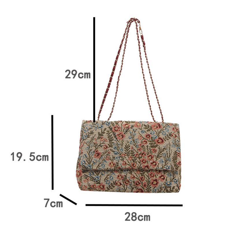 Envelope Bag Summer Flower Printing Cover Type Fashion Casual Shoulder Bag National Style Chain Handbag For Women KTY