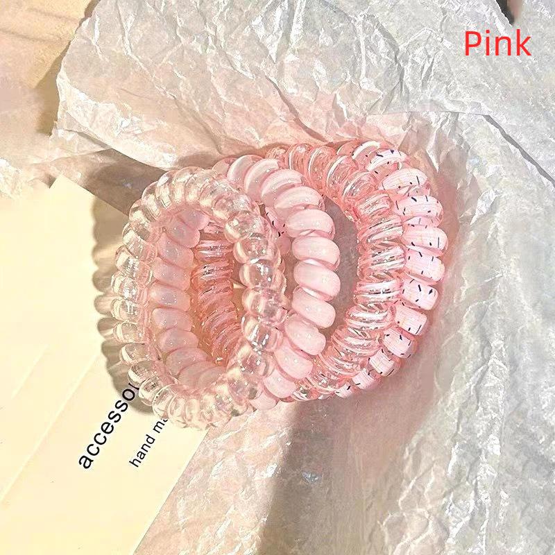 4Pcs Womens Spiral Hair Ties Telephone Wire Cord Elastic Hair Bands Accessories For Daily Travel Party Use