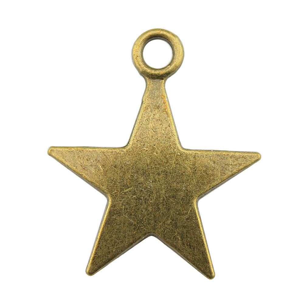 Nested Star Charms Multi Color Alloy Pendants For Double Star Themed Jewelry
