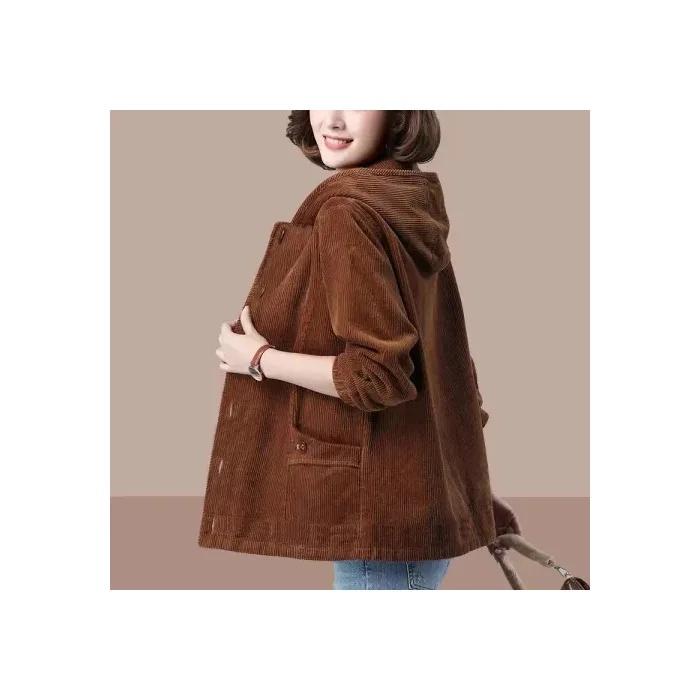 Spring Autumn Of The Season New Style Women's Corduroy Jacket Loose Slimming Thin Mom Clothes Casual Outerwear for Midd