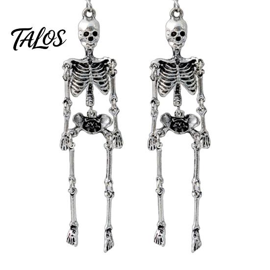 Cool Grunge Jewelry 1 Pair Halloween Earrings, Spooky Gothic Skeleton Dangle Earrings Drop Punk Skull Articulated for Women Party Accessories