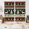 2pcs Christmas Curtains with Reindeer Snowflakes & Trees Design - Velvet-Like Polyester Fabric Semi-Translucent Rod