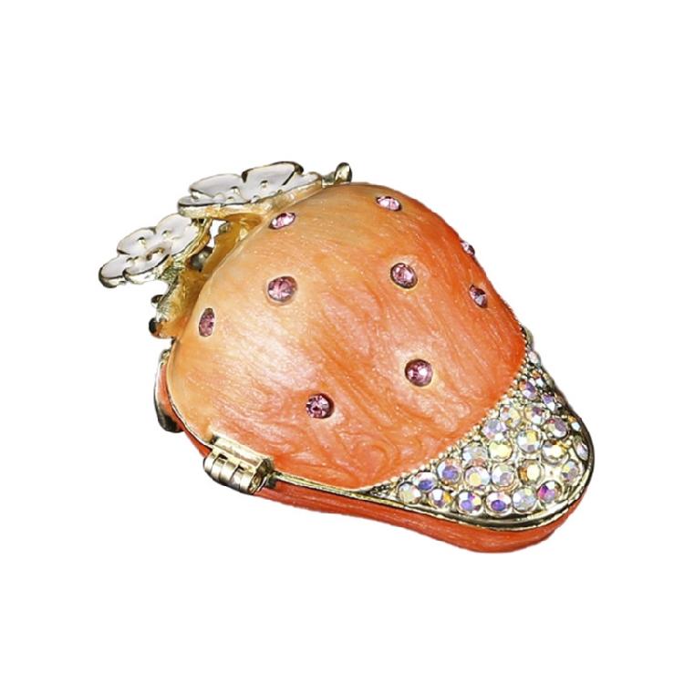 

Elegant Strawberry Jewelry Case Secure Storage Compartments Alloy Construction for Rings Earrings 1