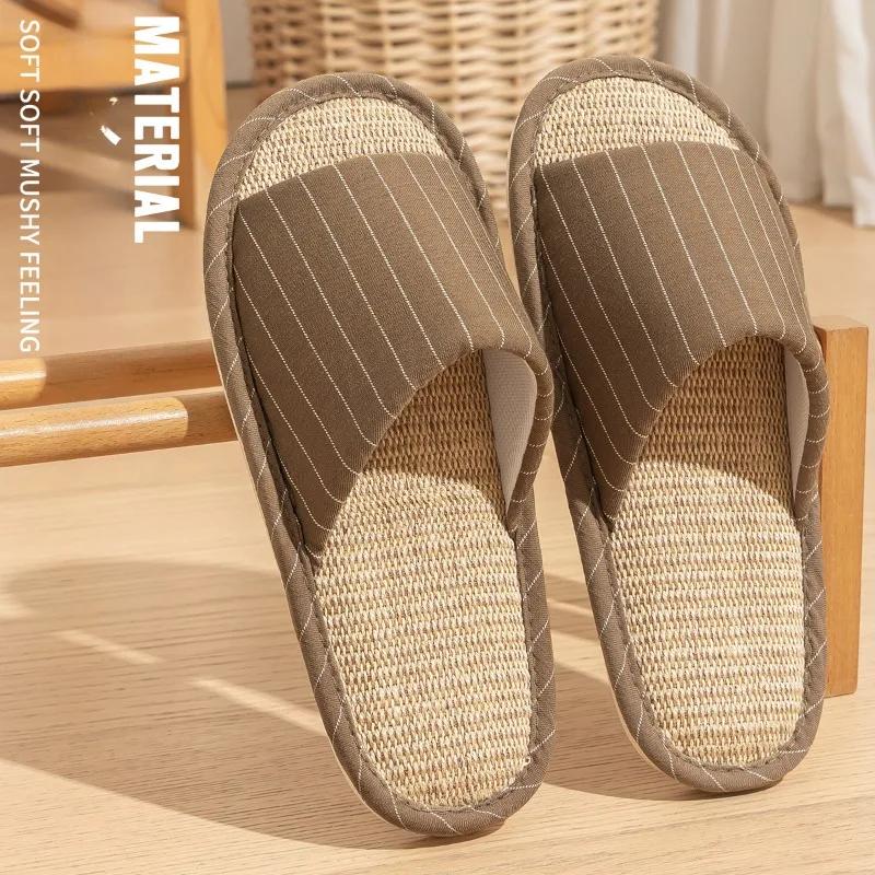 

2025 New Women s Fashion Home Linen Couple Slippers Breathable Home Shoes Moisture Absorbing Anti Slip Cotton Linen Slippers 36-37 червоний