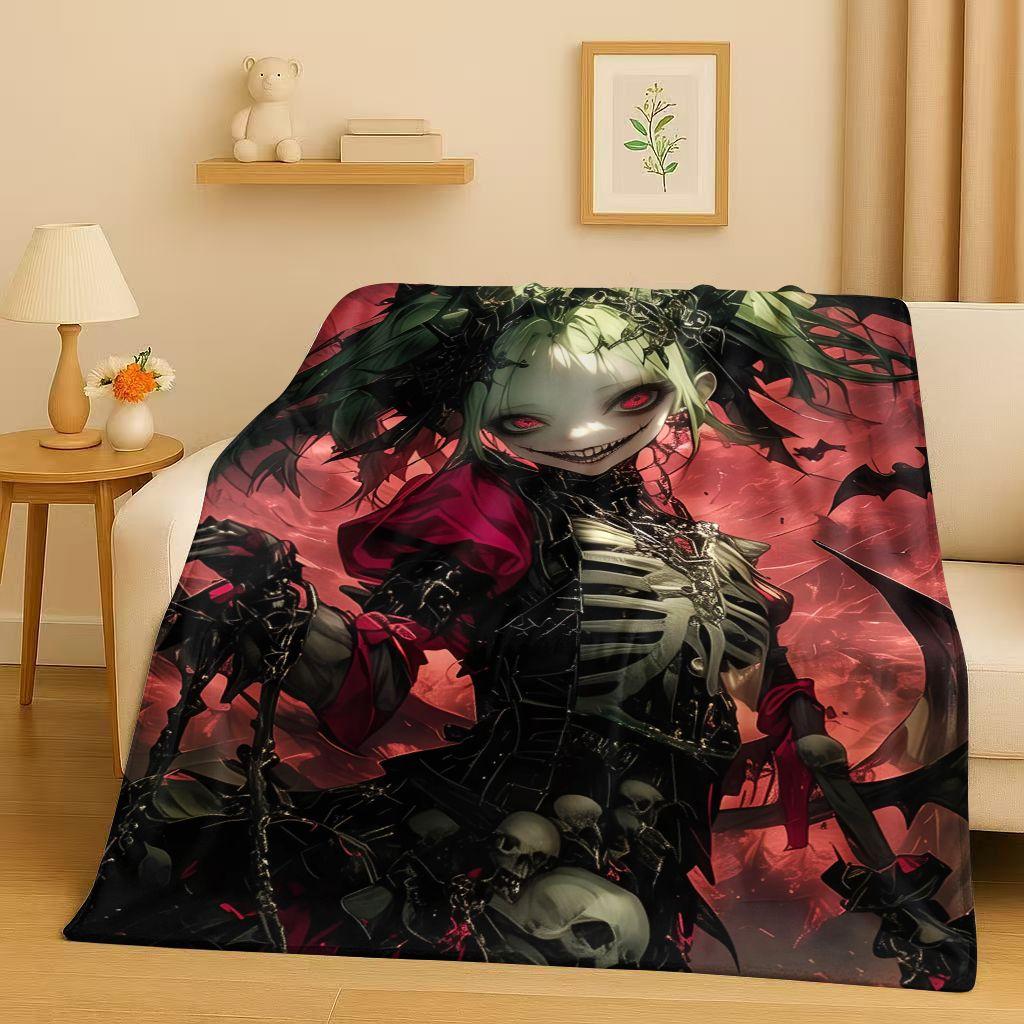 26 Style Gothic Dark Sexy Girls Cartoon Anime Characters Flannel Blanket,Soft Plush Throw for Home Bedroom Bed Sofa Cover Trave