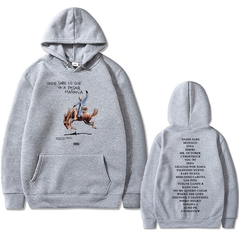Rapper Bad Bunny Nadie Sabe Lo Que Va A Pasar Mañana Album Fabric New Street Fashion Hoodie Casual Running Sweatshirt Cyberpunk