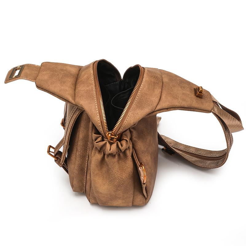 PU Damen Retro Brusttasche Mehrzweck Große Kapazität Umhängetasche Leichter Rucksack