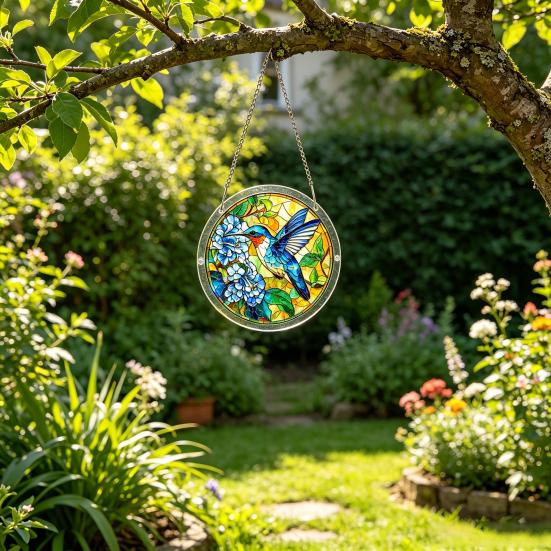 Acryl Puzzlesonnensammler, Lebensbaum/Blumen im Buntglas-Stil Fensterhänge-Dekoration, DIY Sonnensammler-Set für Zuhause, Garten