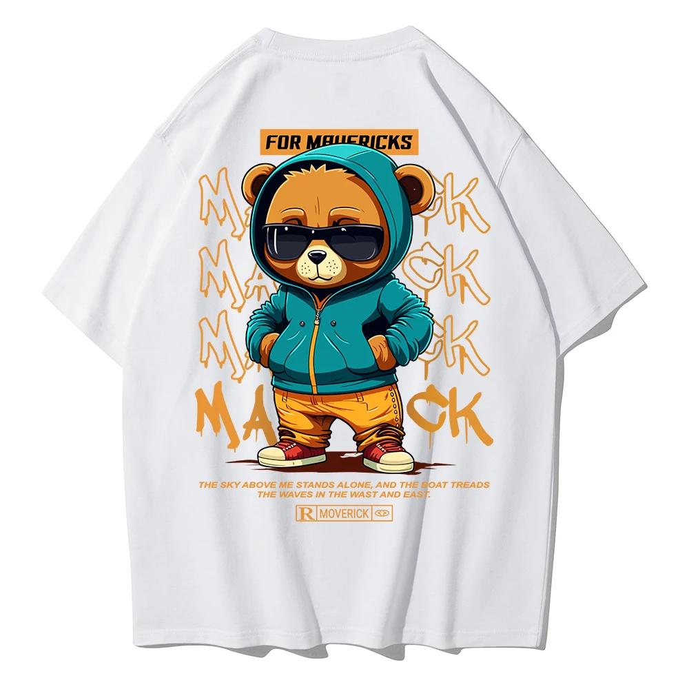 Bear Print Graphic T-shirt for Unisex and Women Loose Cotton Shirt Breathable Comfortable Casual Oversized T-shirt Streetwear