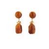 French Retro Cream Vermilion Special-Shaped Stone Earrings, Niche Design High-End Light Luxury Temperament Earrings