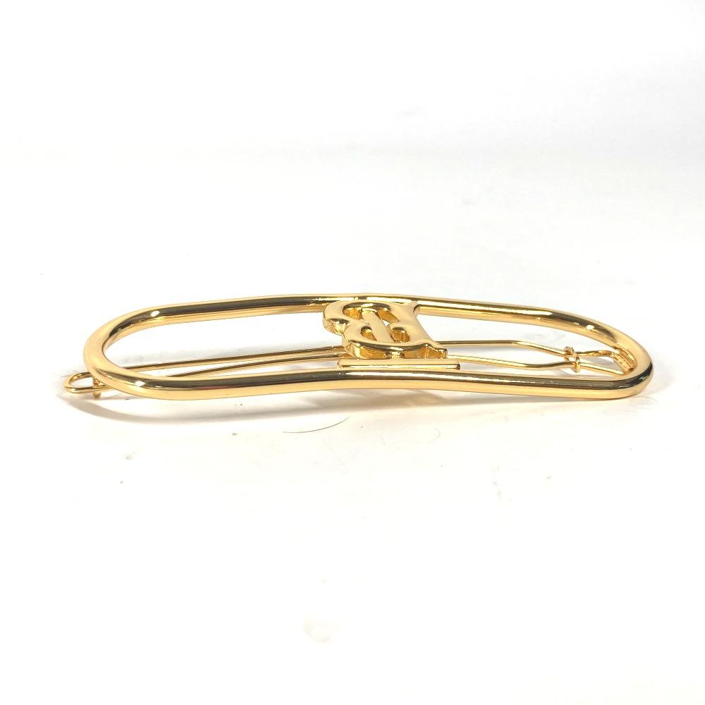 BURBERRY TB logo hair accessories hair pin Barrette Metal Gold Unused
