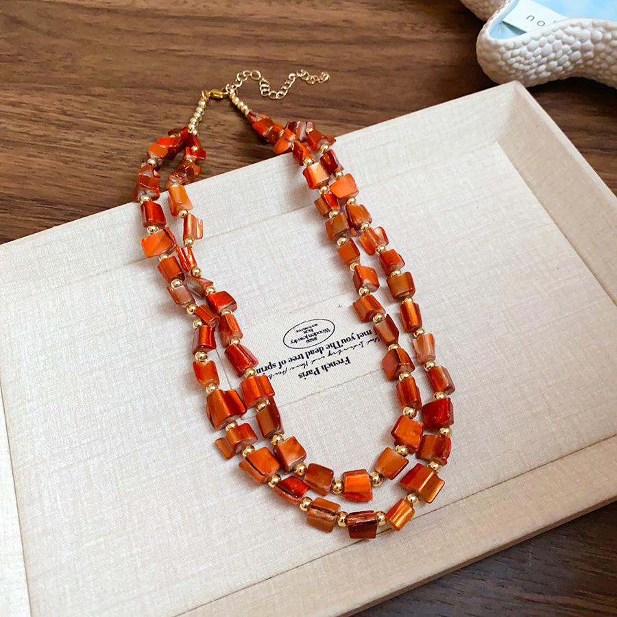 

Colored Irregular Double-Layer Shell Necklace Vintage Bohemian Luxury Delicate Necklace Summer Trendy Versatile Gift Wholesale кавовий