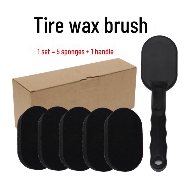 Tire Polishing & Waxing Brush with Replaceable Handle and Sponge