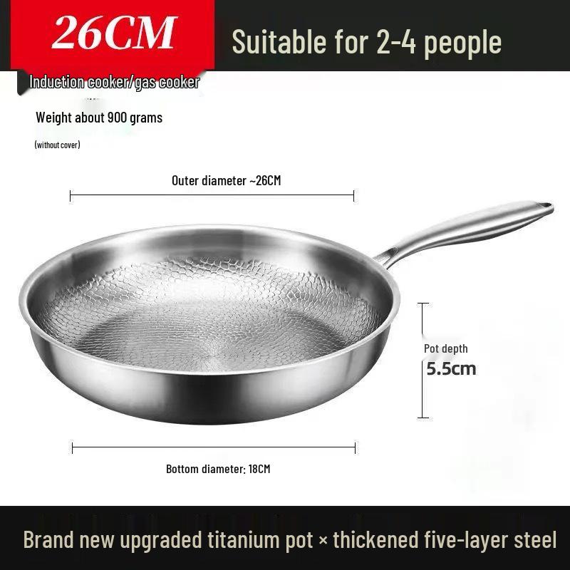Premium Titanium Non-stick Hammered Frying Pan with Steel Layer, Ideal for Steaks, Flat-Bottomed Design