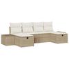 Garden Sofa Set with Cushions 6 Pcs Beige Poly Rattan