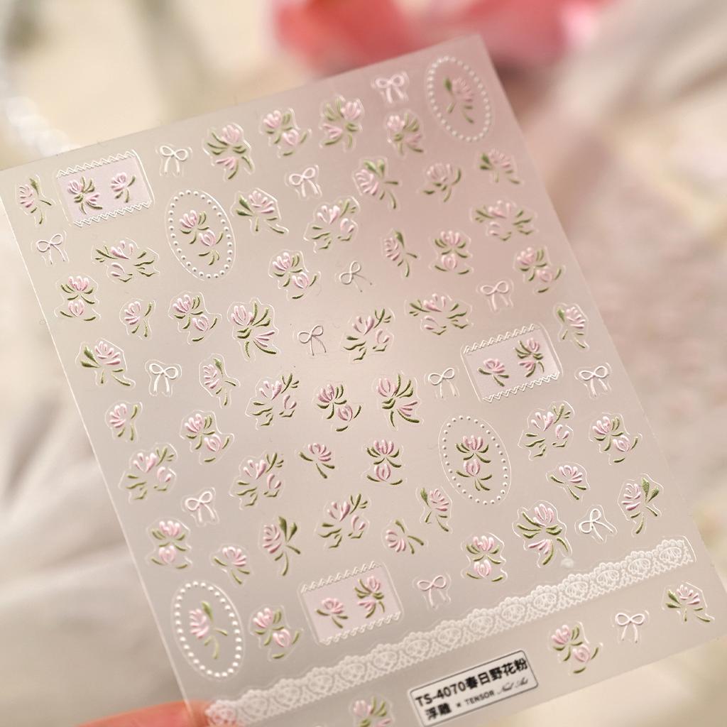 5D Pink Blue Bear Dessert Cake Pudding Candy Cane English Slogan Nail Art Stickers Cute Baby Bear Party Embossed Decals
