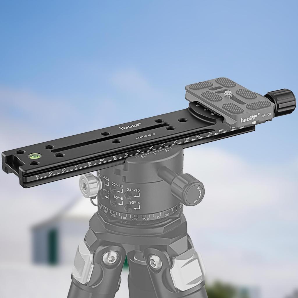 Haoge 200mm Nodal Slide Double Dovetail Focus Rail Plate with Metal Quick Release Clamp for Camera Panoramic Macro Photography with Arca Swiss RRS