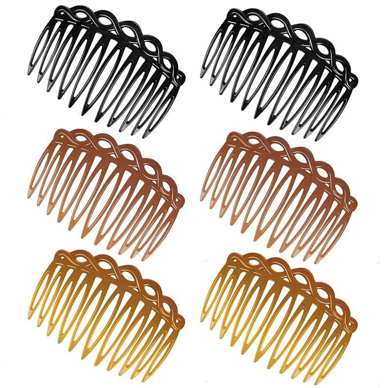 6 Pcs French Hair Side Combs Women Hair Comb Accessories Set Plastic Twist Decorative Comb Hair Clips Bridal Wedding Veil Teeth HairCombs for