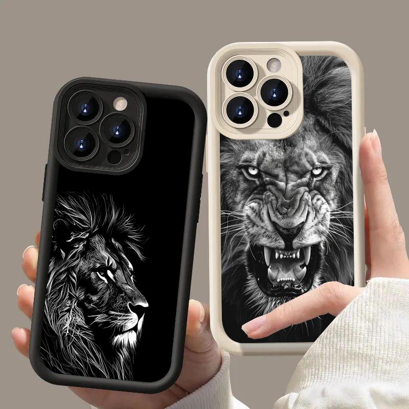 Cool Lion Pattern Silicone Phone Case For iPhone 17 16 15 14 13 12 11 Pro Max 17 Air 16E XS X XR 7 8 Plus Shockproof Soft Cover