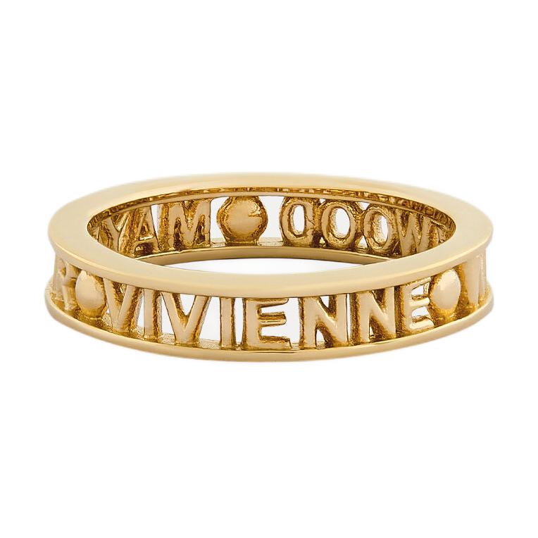 

Vivienne Westwood Sculpted Graphic Logo Ring Unisex rings Gold 64040016-01R001 Basic Packaging-Dust Bag+Box,S
