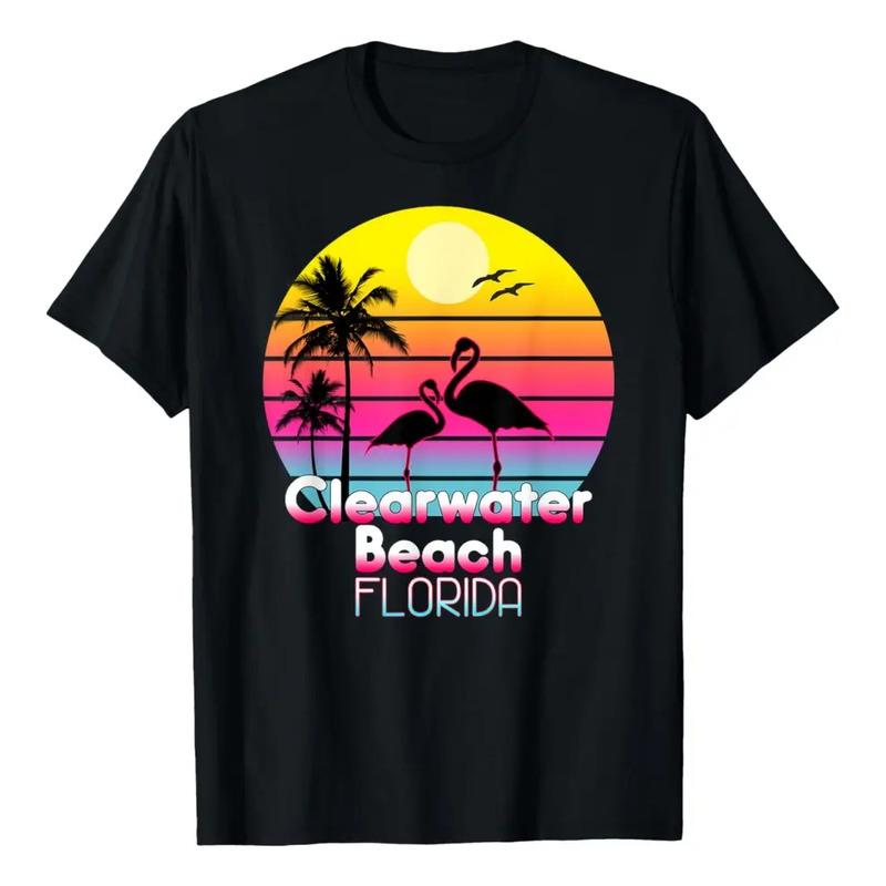 Clearwater Beach Florida Fl Summer Vintage Sunset Seagulls T S разноцветный