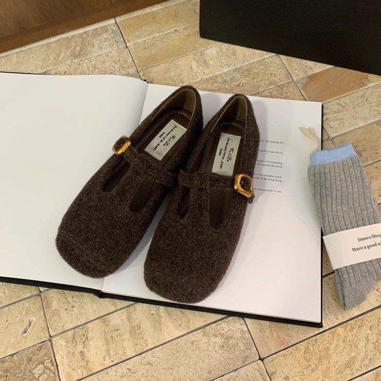 Retro Mary Jane Shoes Women's 2025 Autumn and Winter New French Temperament Ballet Single Shoes Square Head T with Soft Sole Evening Shoes