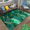 Green and Gold Marble Pattern Carpet, Modern Art Style Living Room Rug Suitable for use as an anti-slip for living room bedroom sofas
