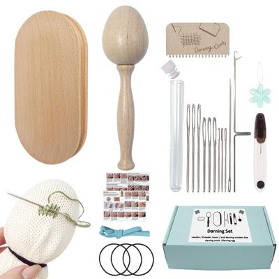 Knit Patch Mending Kit Egg Mushroom Shape Sewing Project Kits Weaving Repair Tool For Clothes Denim Jeans Wool Felt Fabric DIY