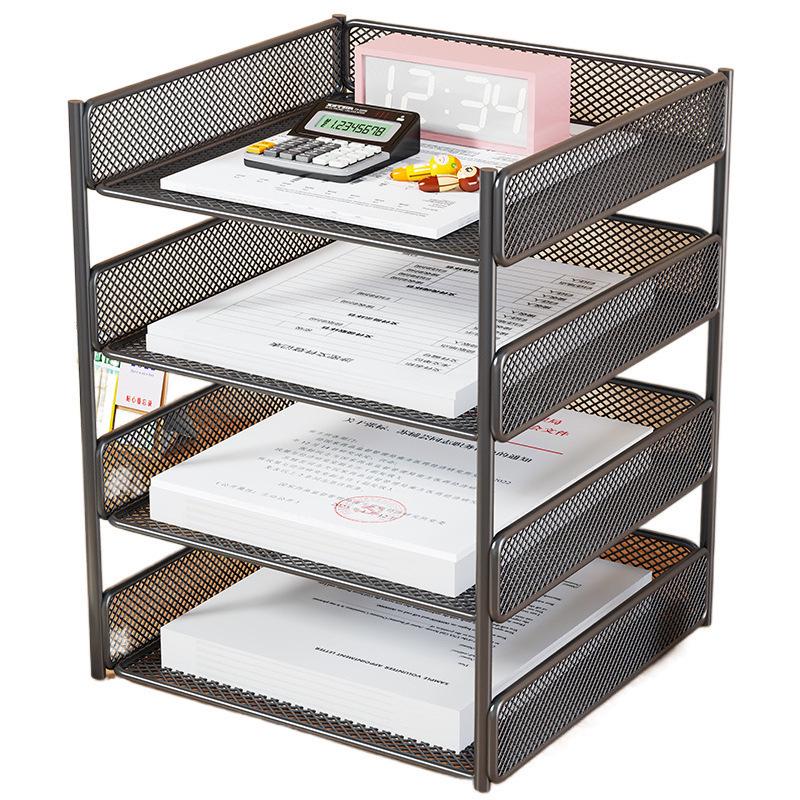 Multi-Layer Metal Desktop File Rack and Document Holder