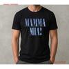 Unisexs Mamma Mia Disco Print T Shirt Blue Bling Musical Vintage Graphic Homme Top For Everyday Wear