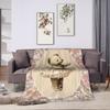 Soft Warm BlanketKids Adult Camping Border Painting Art Bear Throw Blanket  Flannel Bedspread For Bedroom Novelty Sofa Bed Cover