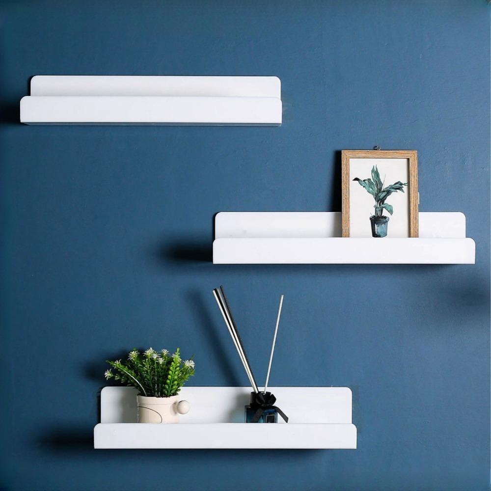 2pcs 12 Inch Acrylic Display Shelf White Plant Display Rack Wall Mounted Plant Shelf Indoor Use