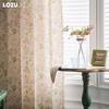 1PC LOZUJOJU Cotton and Linen Printed Beige Tassel Semi Blackout Curtains for Small Windows Balcony Home Decor