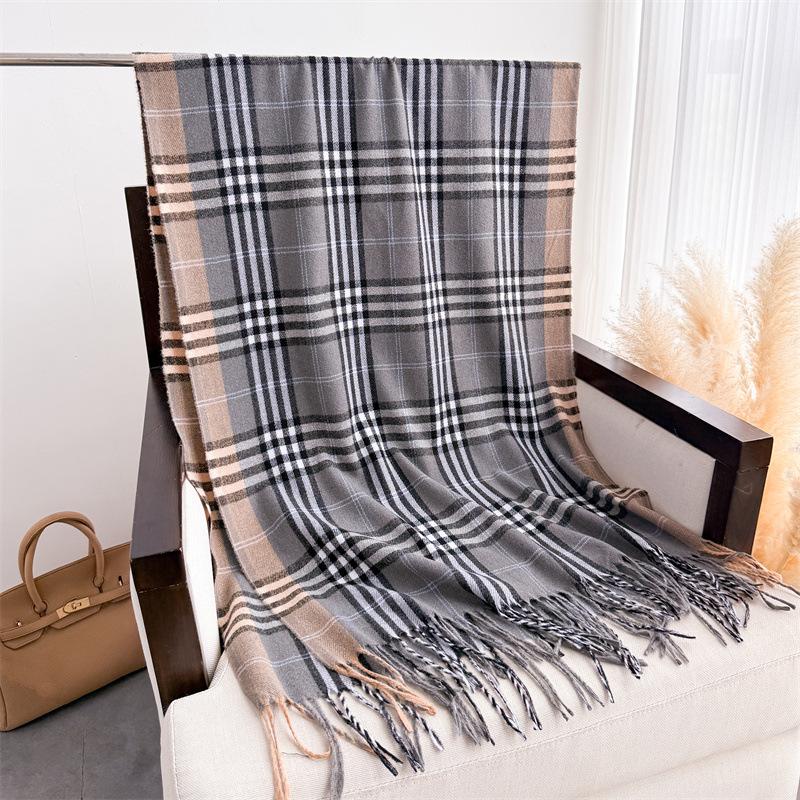 British Style Pattern Autumn And Winter Warm Scarf Women'S Shawl Fashion Versatile Commuter Fringed Imitation Cashmere Scarf