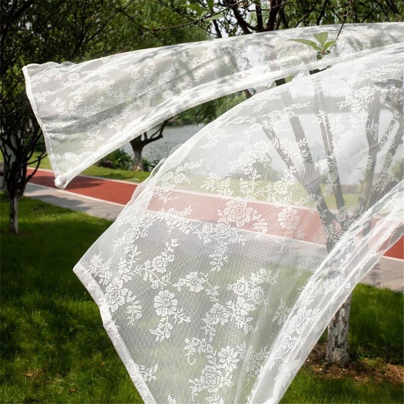 Elegant Rose Lace Curtains 63 Inches Long Florals Embroidery Window Panels for Bedroom Light Filtering Privacy