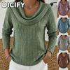 DICFY Women's Fashion Casual Long Sleeve U-Neck Blouses & Shirts