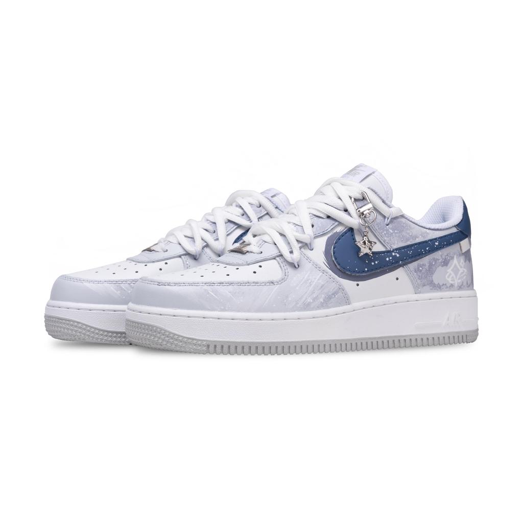 Nike Air Force 1 Starry Night Slip Resistant Low Top Skateboard Shoes Men's White Blue FJ4146-100(Team1068-)
