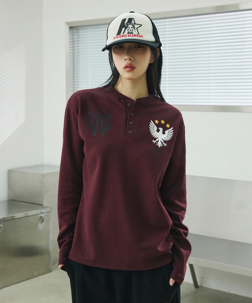 SCALLYWAG Falcon Henley Neck Long Sleeve [Wine]