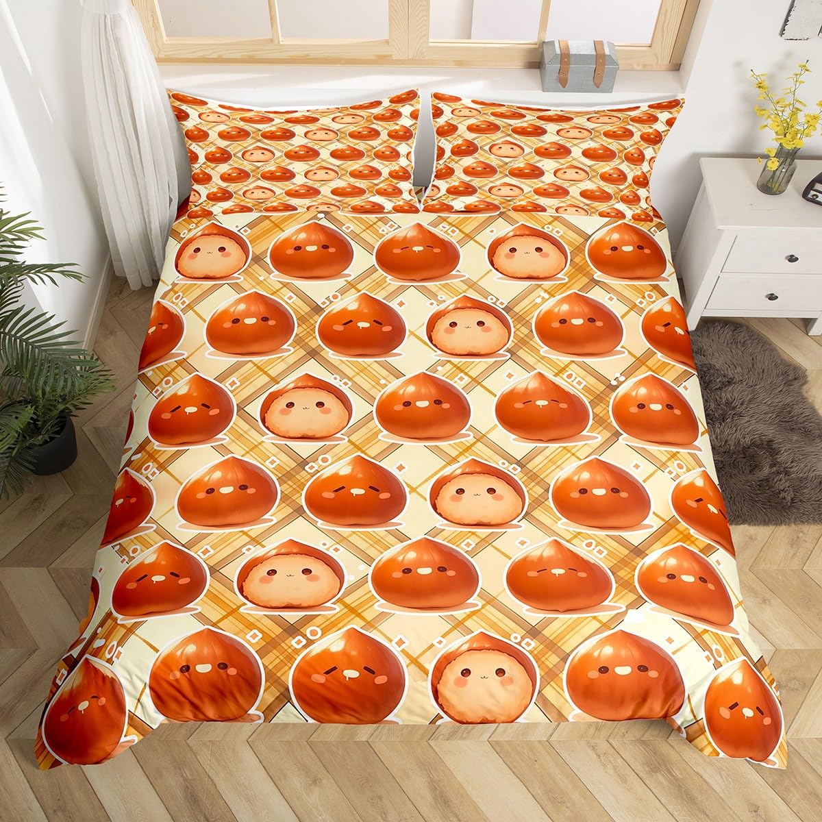 

Nut Duvet Cover Set for Kids Boys Girls Queen Lightweight Down Quilt Covers Room Decor 2 Pillowcases 1 Duvet Cover No Comforter (135x200cm)