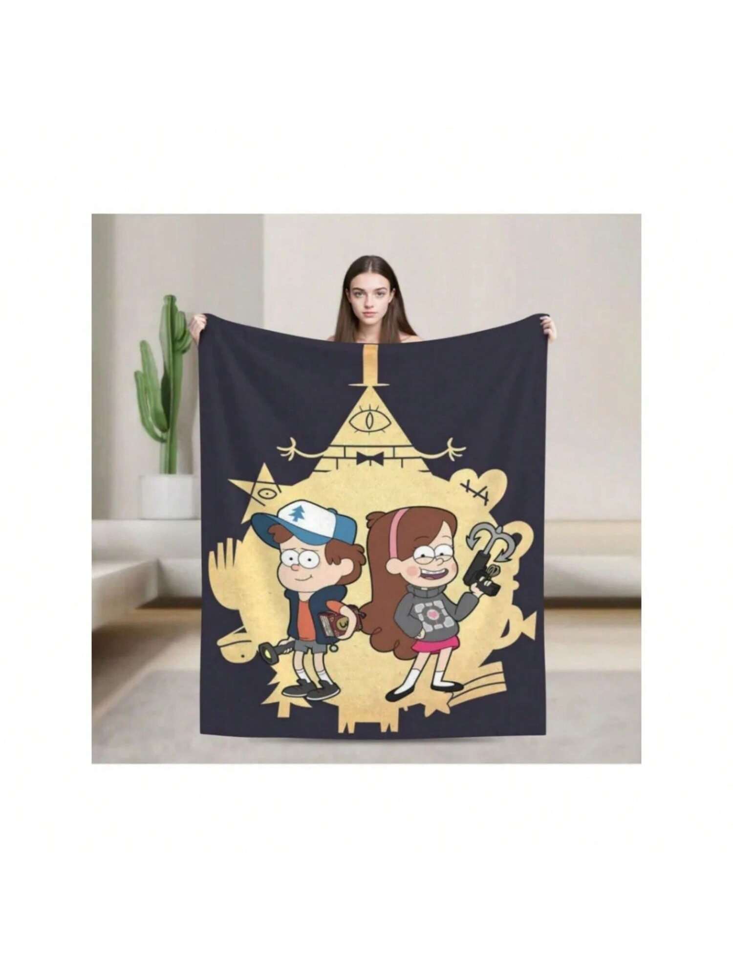 Ультрамягкое фланелевое одеяло, легкое одеяло-плед с персонажами Гравити Фолз для общежития, для сна, гостиной или путешествий, всесезонное 75X95CM серый