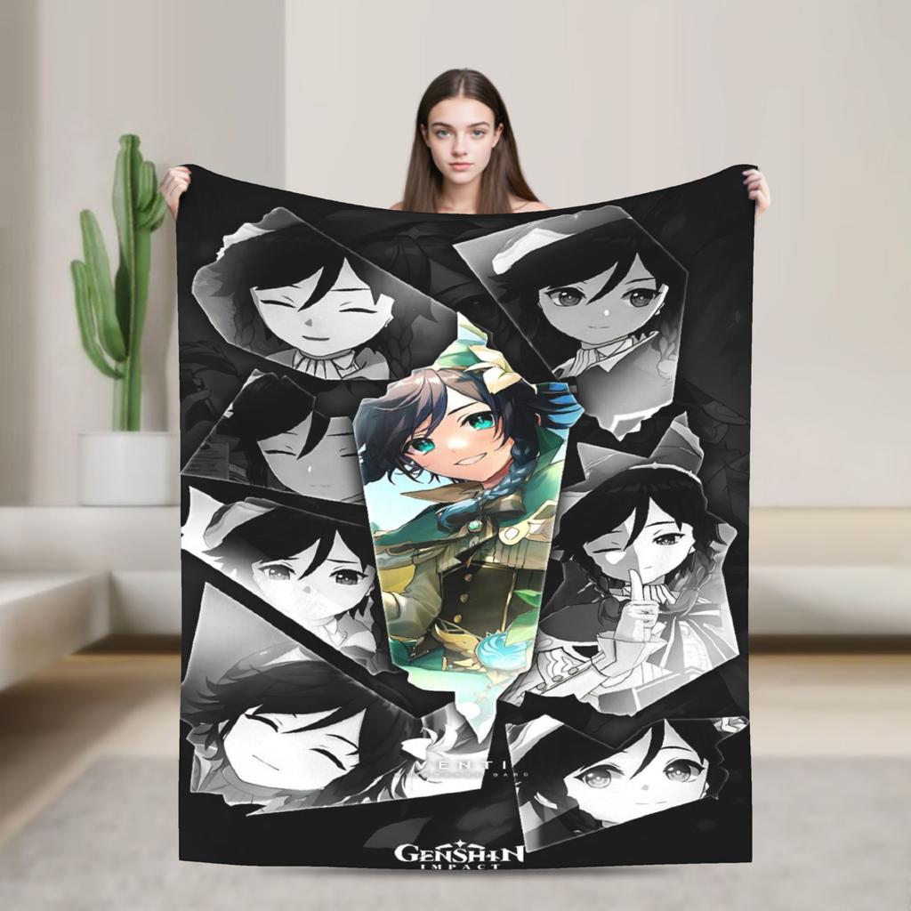 Genshin Impact Diluc Game  Flannel Blankets  Soft Throw Blanket for Outdoor Picnic Novelty Bedspread Sofa Bed Cover