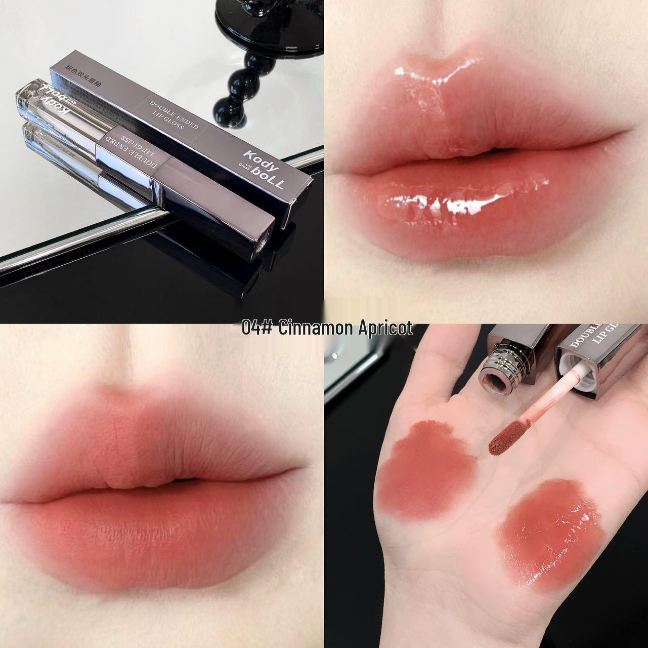 KodyboLL Dual-Ended Matte Lip Glaze & Mirror Oil - Soft-Focus Lipstick Reducing Lip Lines 2g + 2g