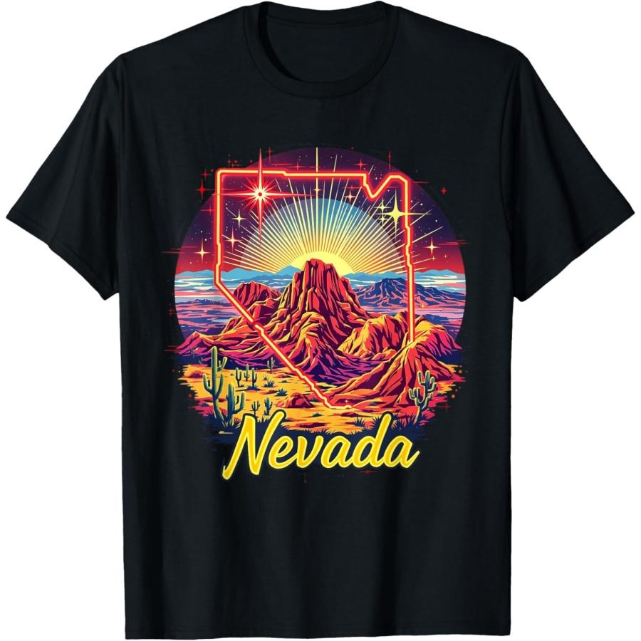 Retro Nevada Vintage Mountains Desert Hiking T-Shirt S